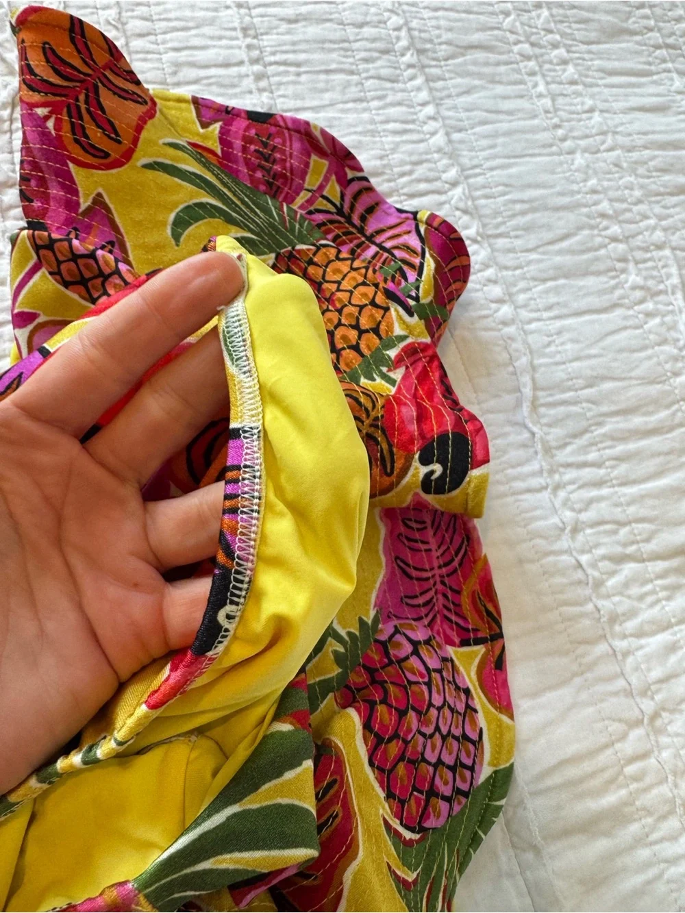 FARM Rio Fruit Dream One Shoulder Ruffle Swimsuit Bikini S Pineapple Tropical